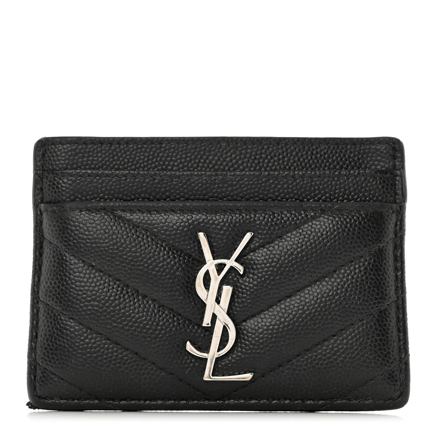 Grain De Poudre Matelasse Chevron Monogram Credit Card Case Black