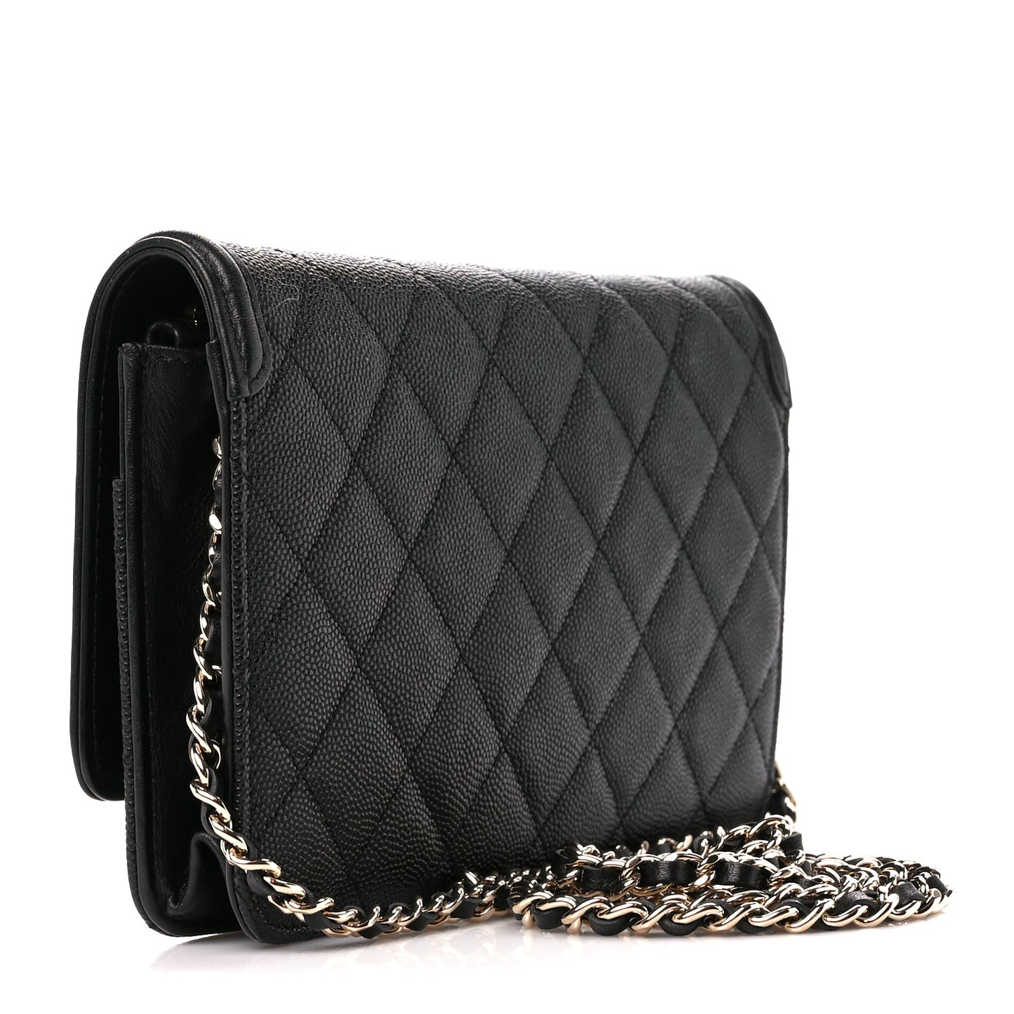 Caviar Quilted CC Filigree Wallet On Chain WOC Black