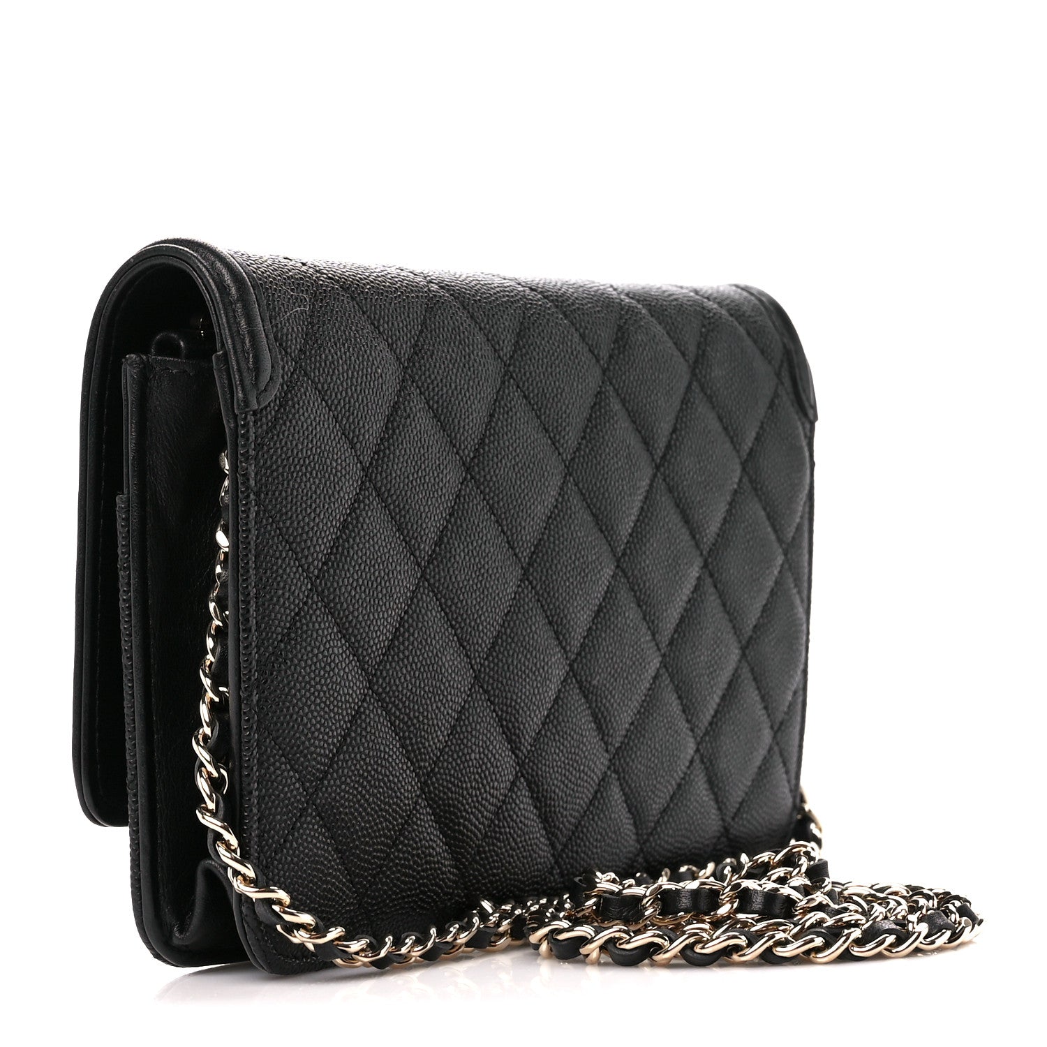 Chanel Caviar Quilted CC Filigree Wallet On Chain WOC Black 3 of 11