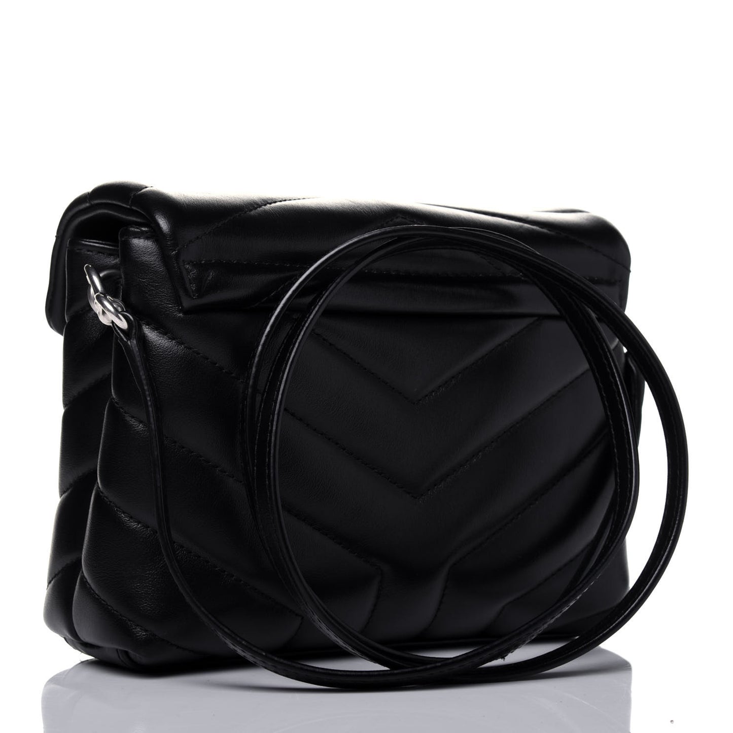 Calfskin Y Quilted Monogram Toy Loulou Crossbody Bag Black