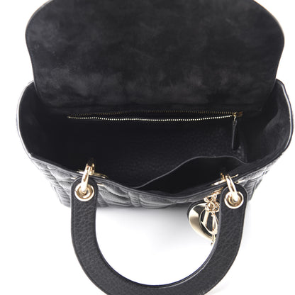 Christian Dior Grained Calfskin Cannage Medium Supple Lady Dior Black 5 of 11