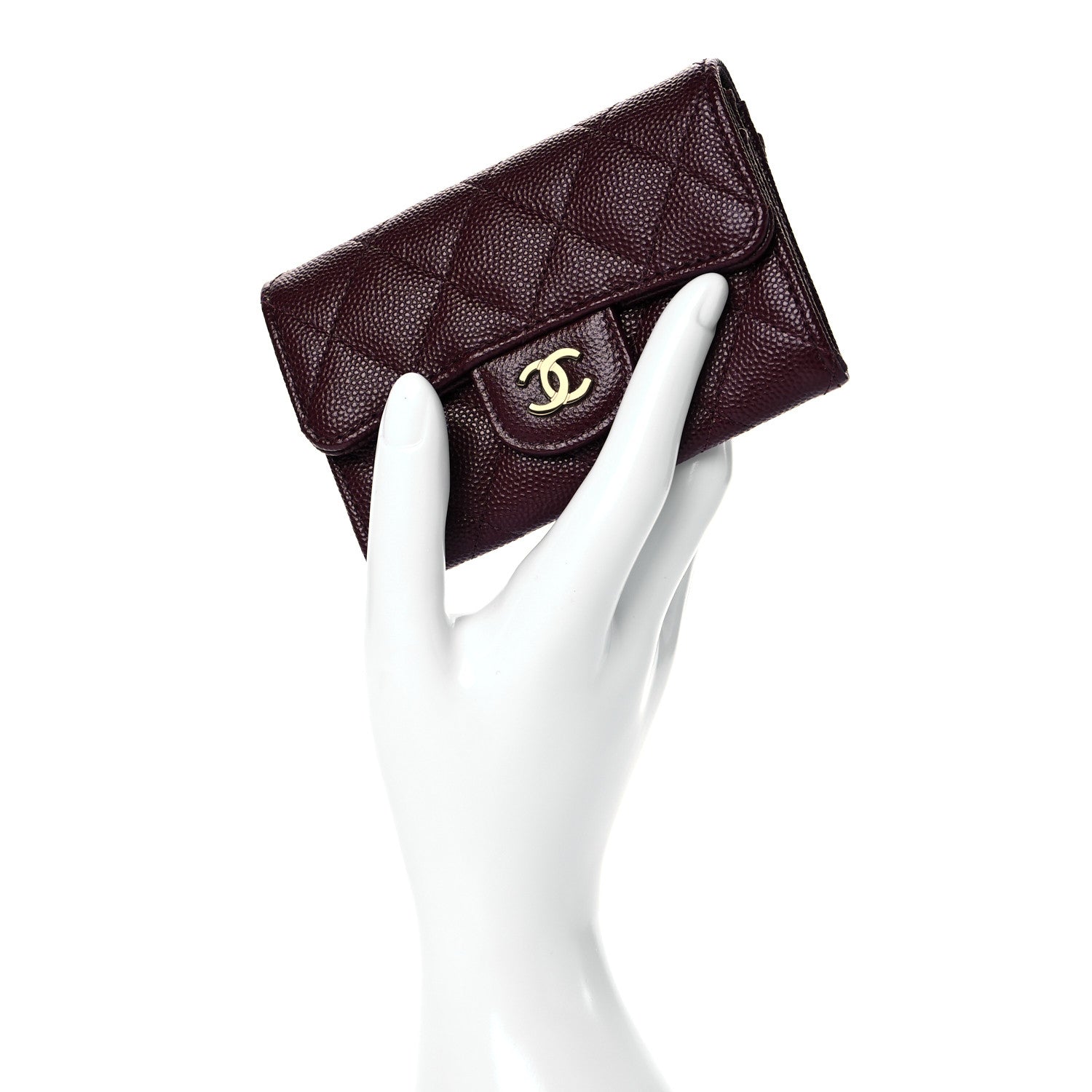 Chanel Caviar Quilted Flap Card Holder Wallet Burgundy 2 of 12