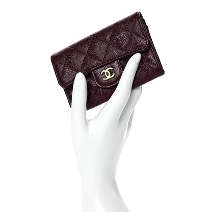 Chanel Caviar Quilted Flap Card Holder Wallet Burgundy 2 of 12