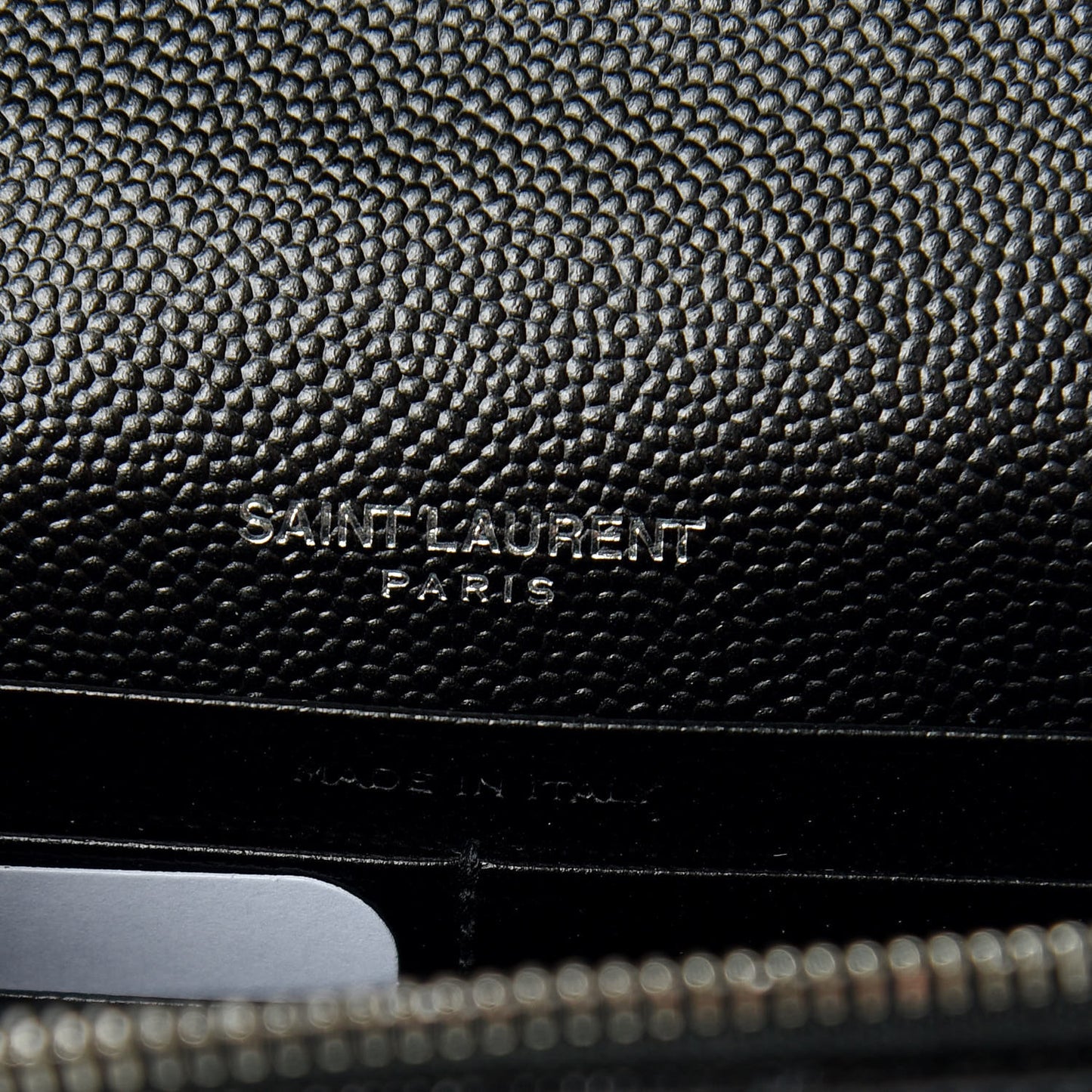 Grain De Poudre Matelasse Chevron Monogram Envelope Chain Wallet Black