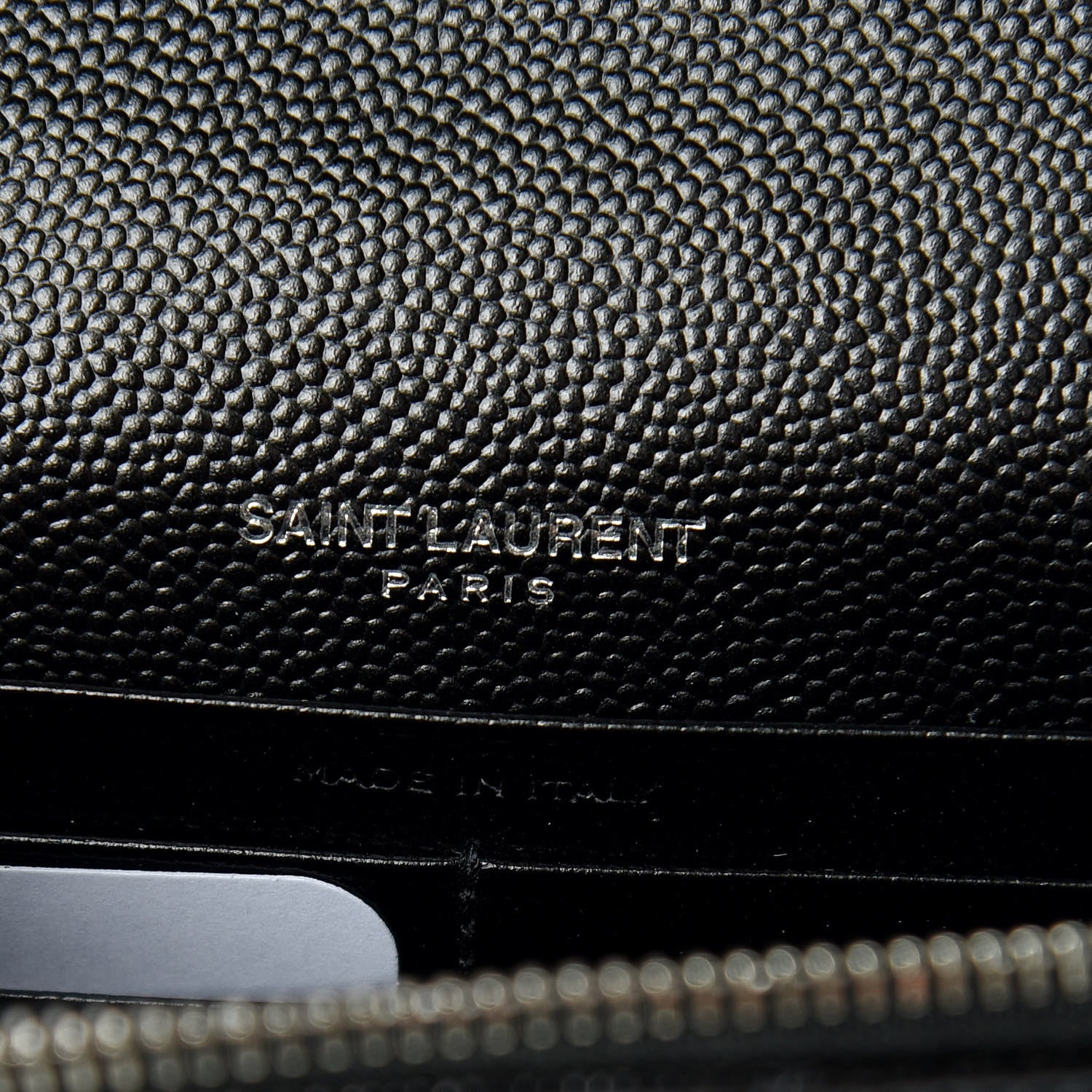 Saint Laurent Grain De Poudre Matelasse Chevron Monogram Envelope Chain Wallet Black 9 of 9