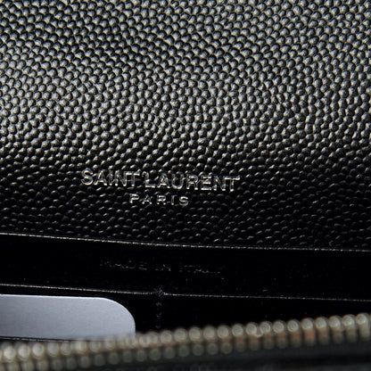 Saint Laurent Grain De Poudre Matelasse Chevron Monogram Envelope Chain Wallet Black 9 of 9