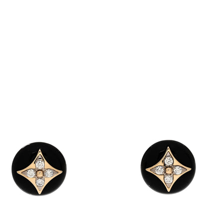 Louis Vuitton 18K Yellow Gold Diamond Onyx Color Blossom BB Star Stud Earrings 1 of 5