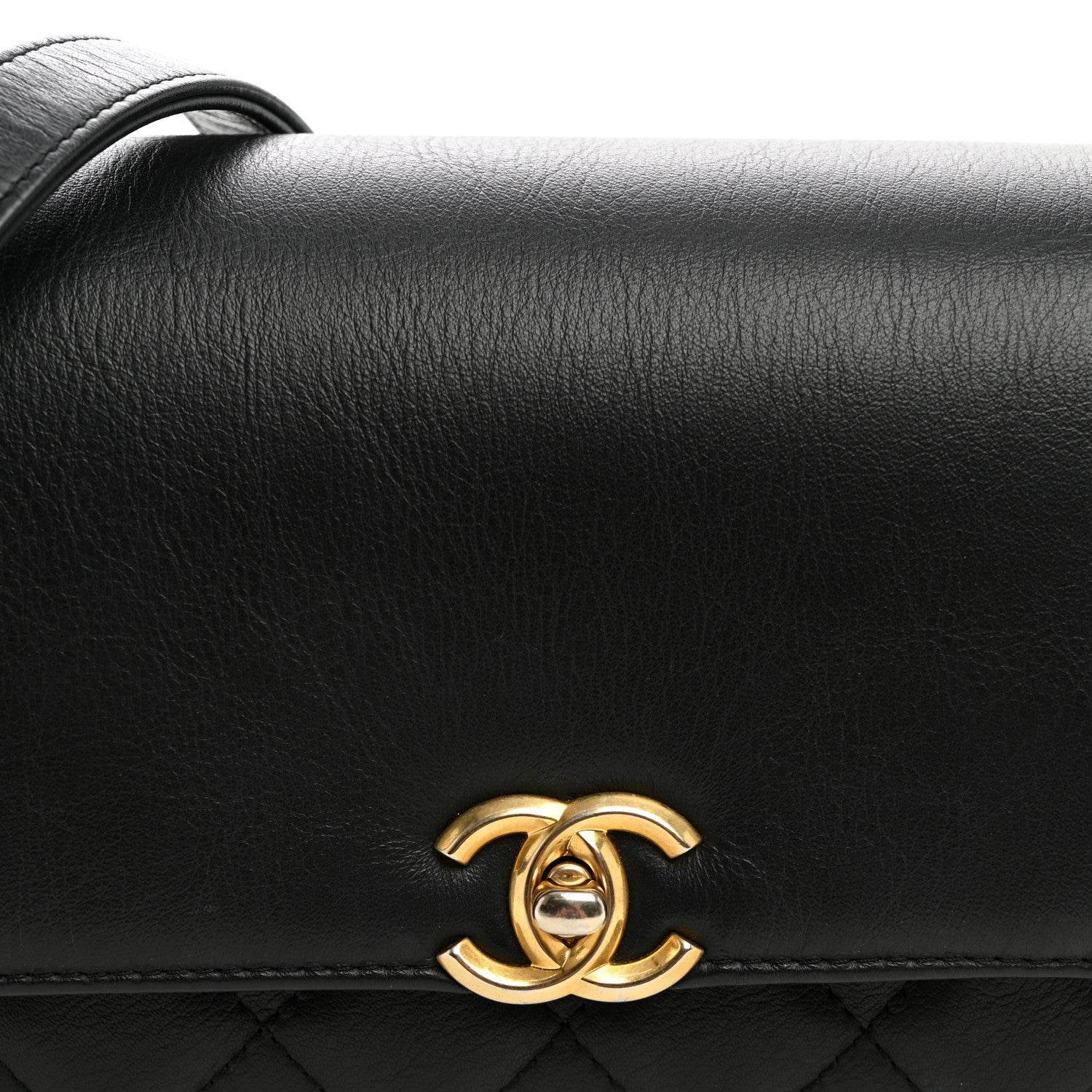 Chanel Calfskin Quilted Side Chain Compartment Flap Black 8 of 10
