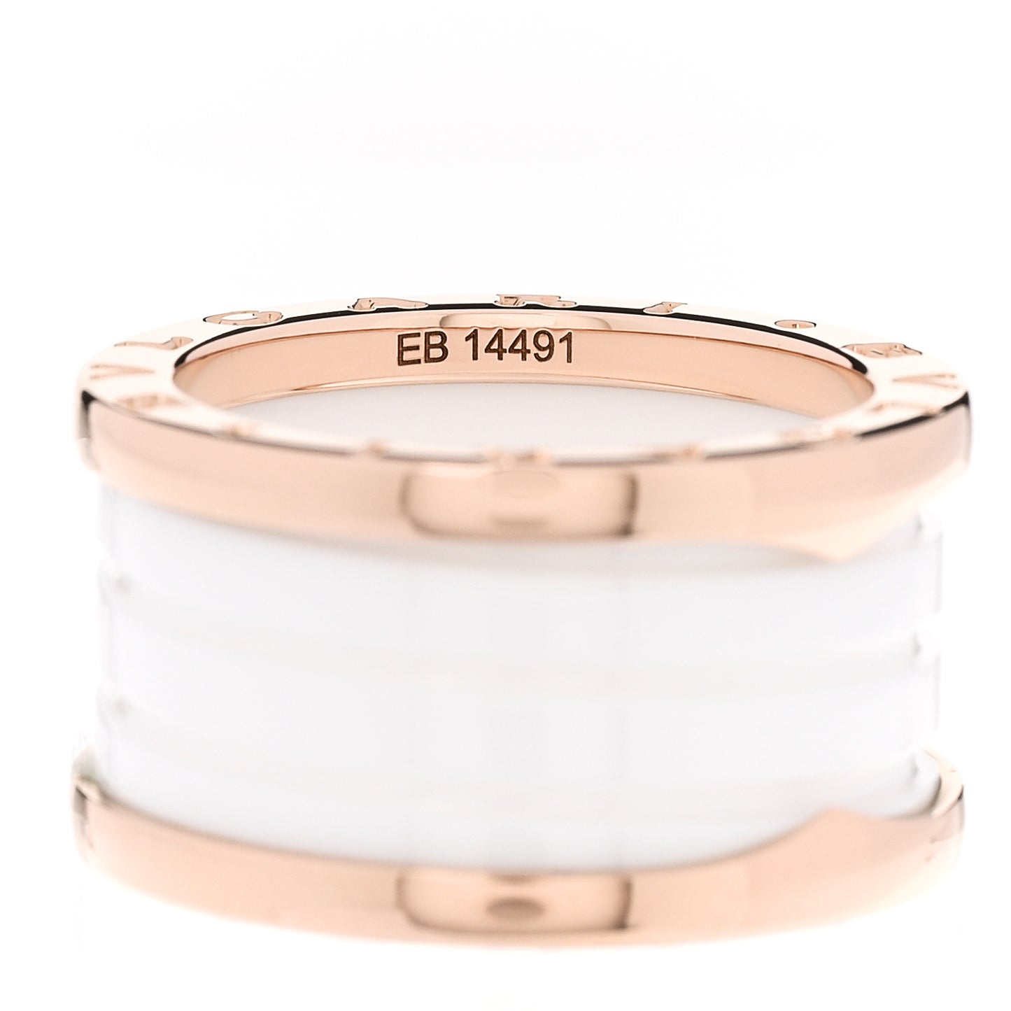 18K Rose Gold White Ceramic B.Zero1 Four-Band Ring 54 6.75