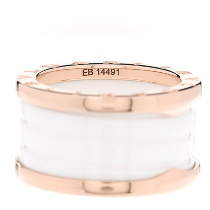 Bulgari 18K Rose Gold White Ceramic B.Zero1 Four-Band Ring 54 6.75 5 of 6