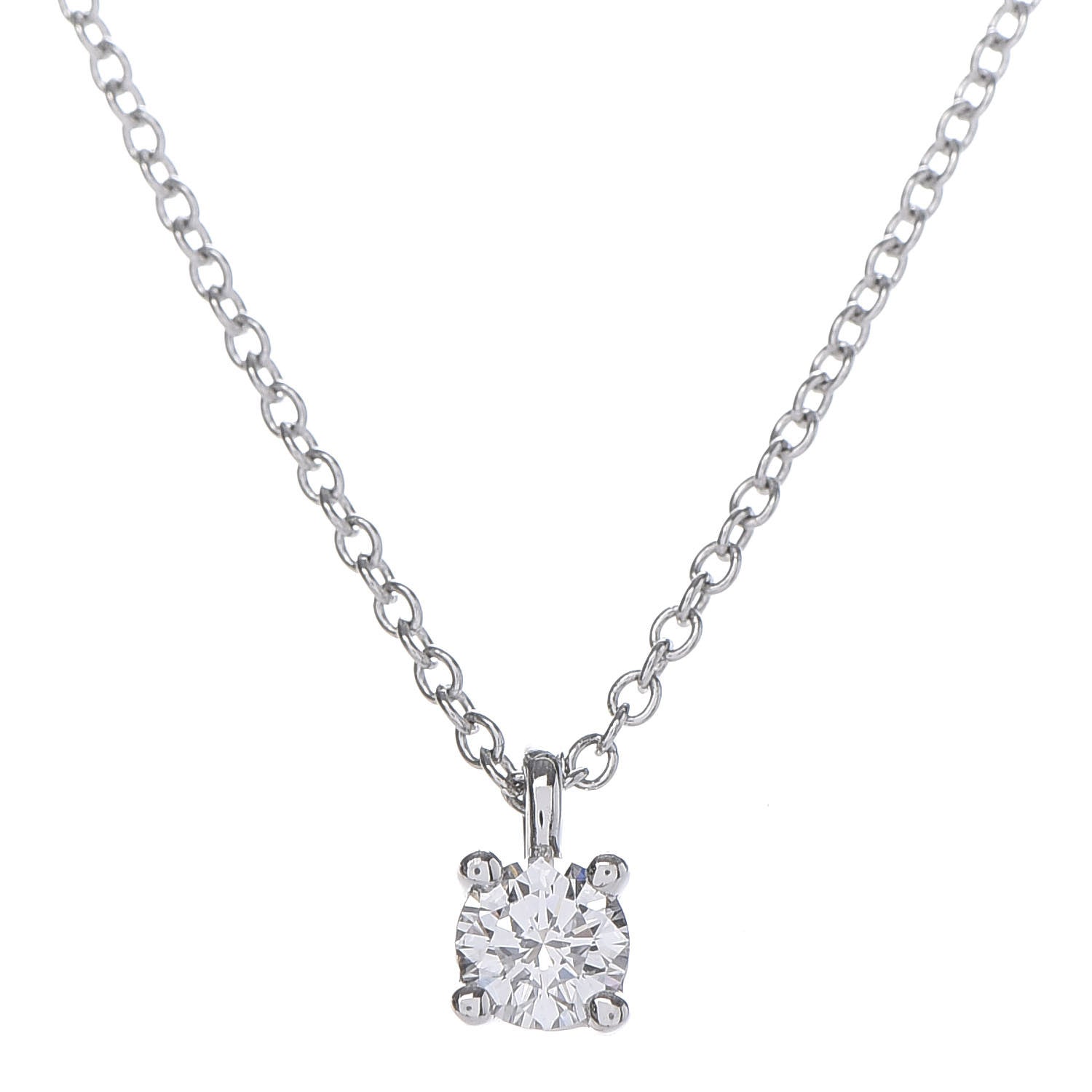 Tiffany Platinum Diamond .18ct Solitaire Pendant Necklace 4 of 6