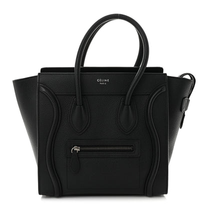Celine Drummed Calfskin Micro Luggage Black 1 of 10