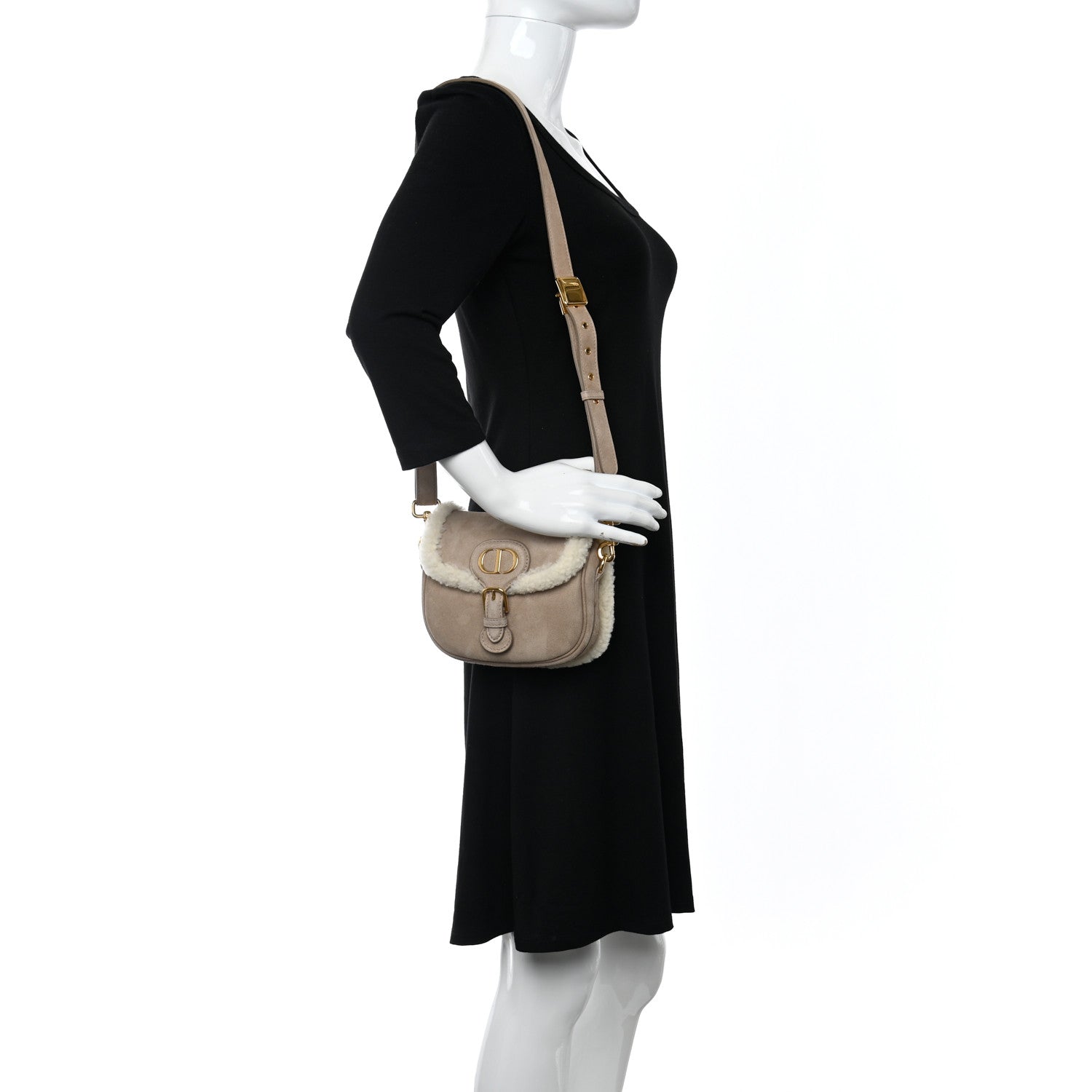 Christian Dior Suede Shearling Small Bobby Flap Beige 2 of 9