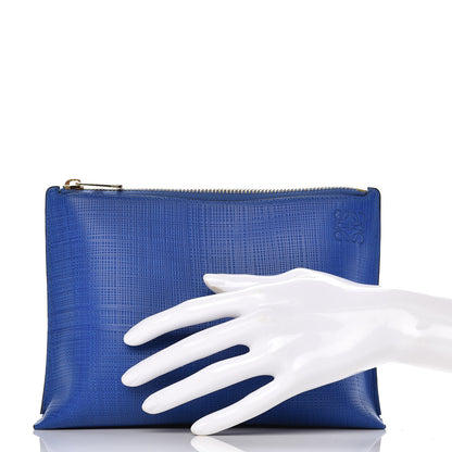 Loewe Textured Calfskin Cosmetic Pouch Electric Blue 2 of 8