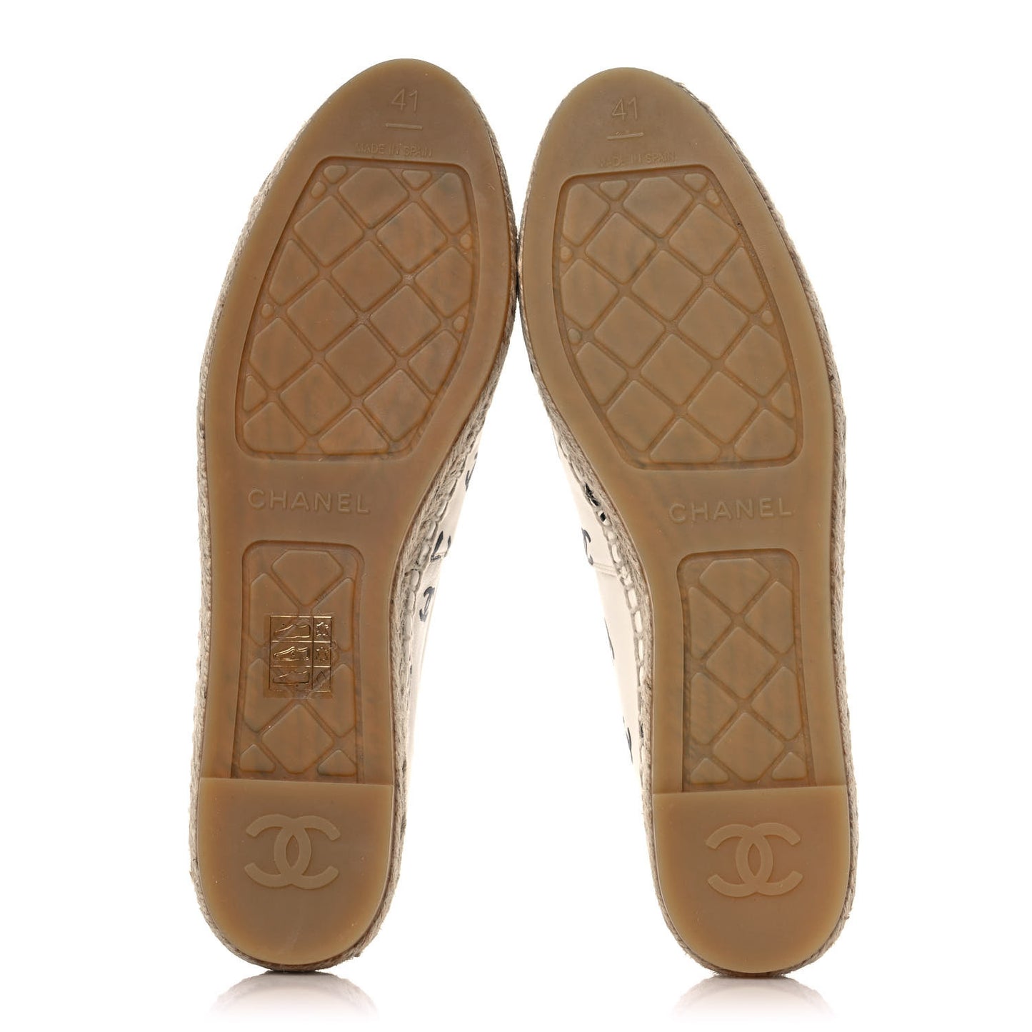 Lambskin Printed CC Espadrilles 41 White Black