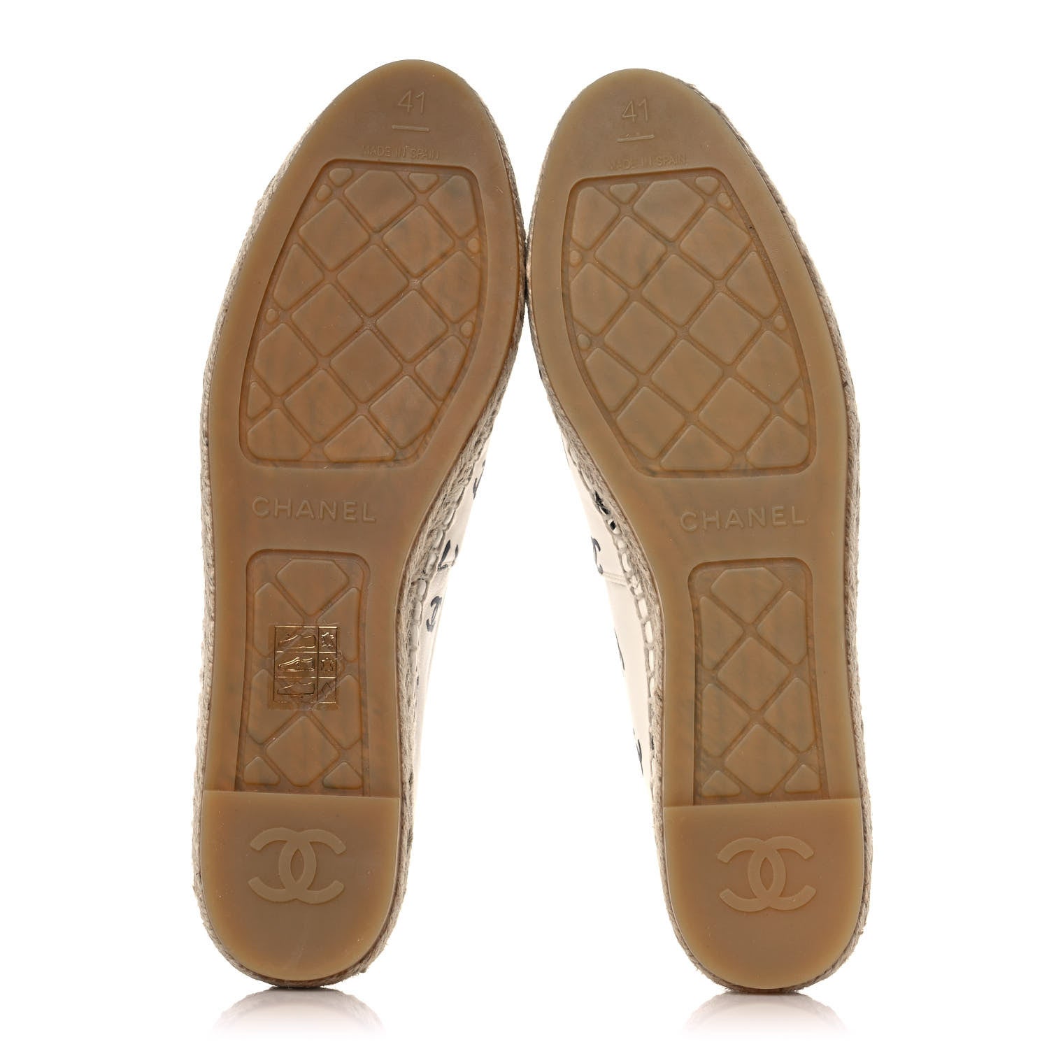 Chanel Lambskin Printed CC Espadrilles 41 White Black 5 of 10