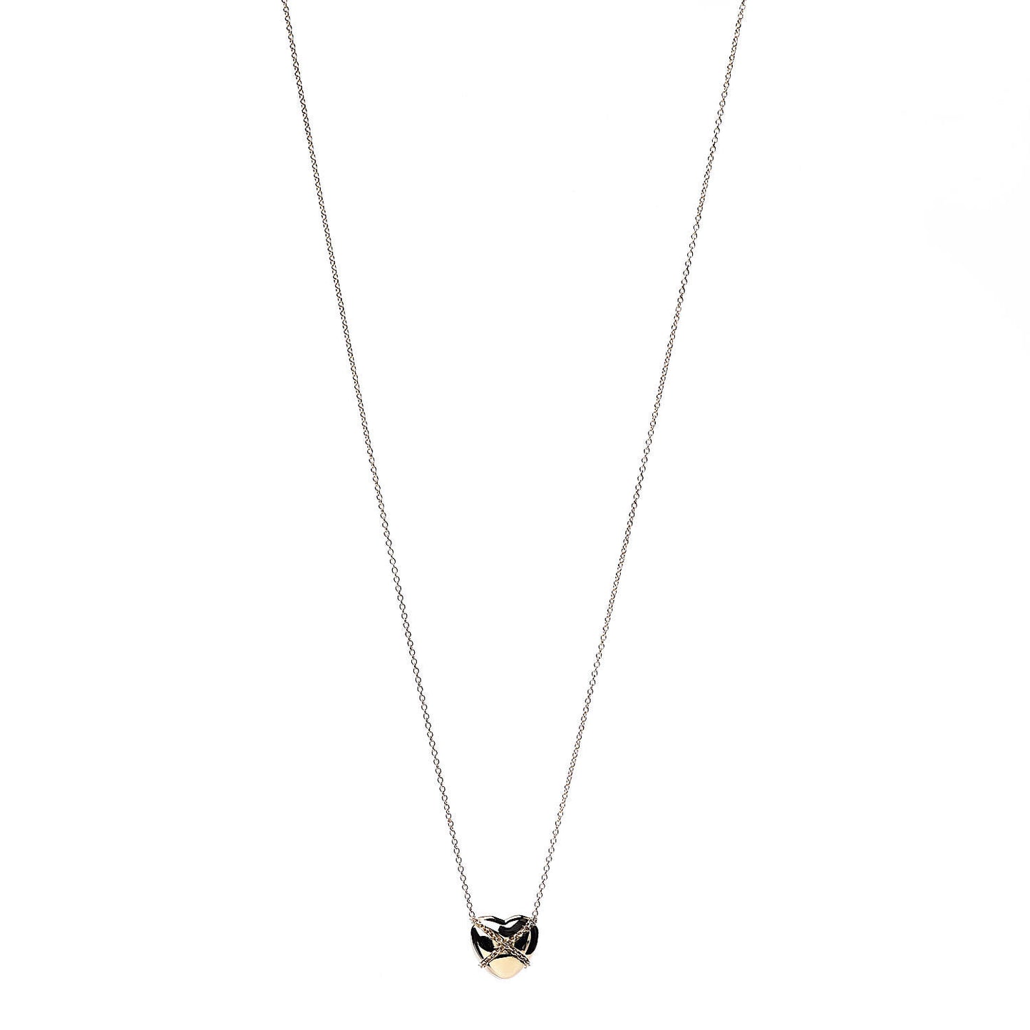18K Yellow Gold Crossover Heart Pendant Necklace