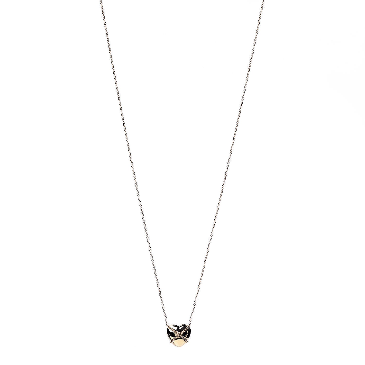 Tiffany 18K Yellow Gold Crossover Heart Pendant Necklace 1 of 7