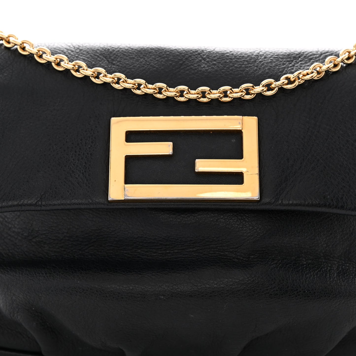 Vitello Flamingo Fendista Pouchette Crossbody Black