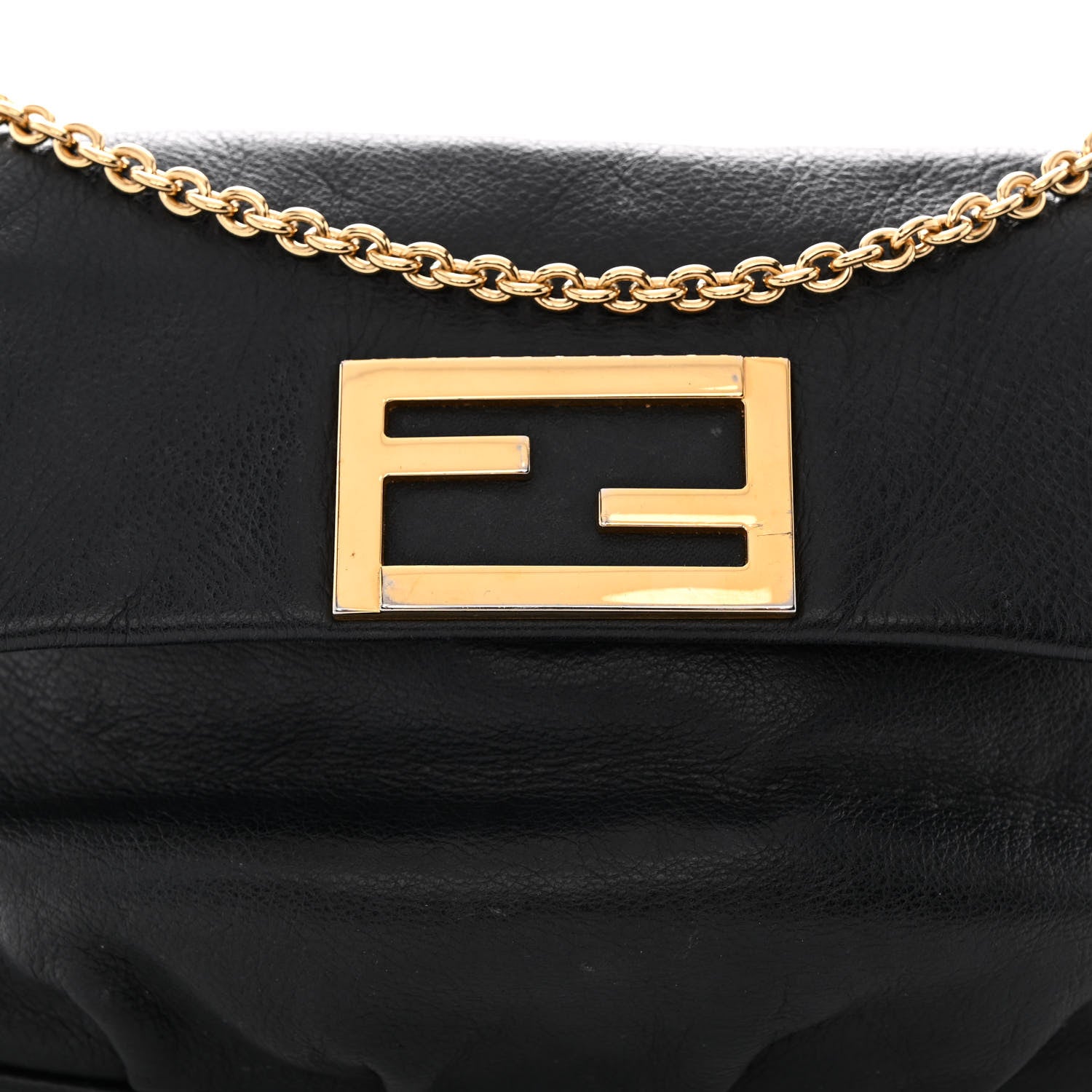 Fendi Vitello Flamingo Fendista Pouchette Crossbody Black 8 of 10