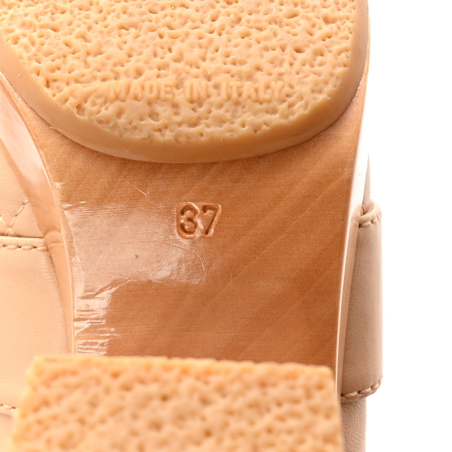 Lambskin Quilted CC Turn Lock Clogs 37 Beige