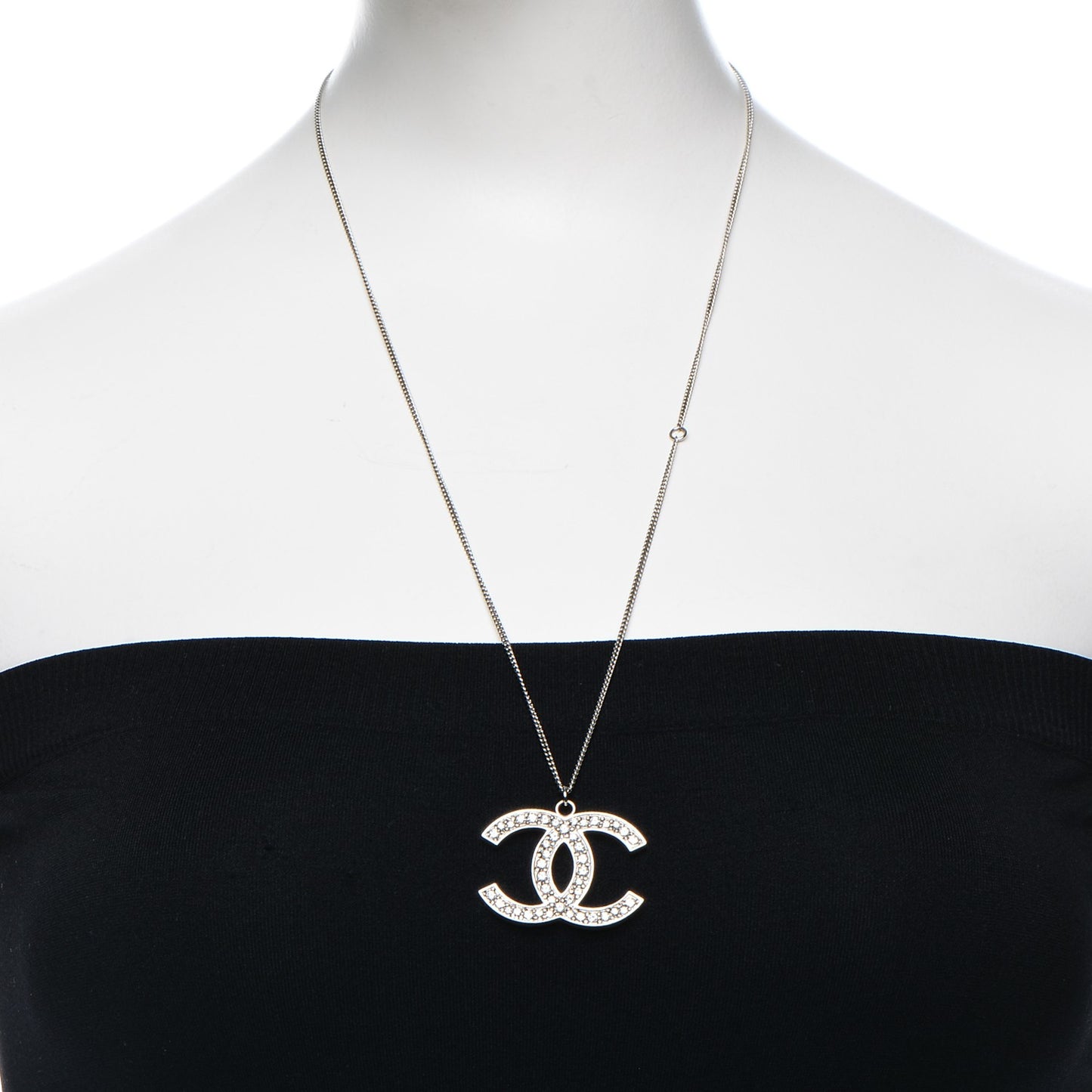 Crystal Large CC Necklace Silver