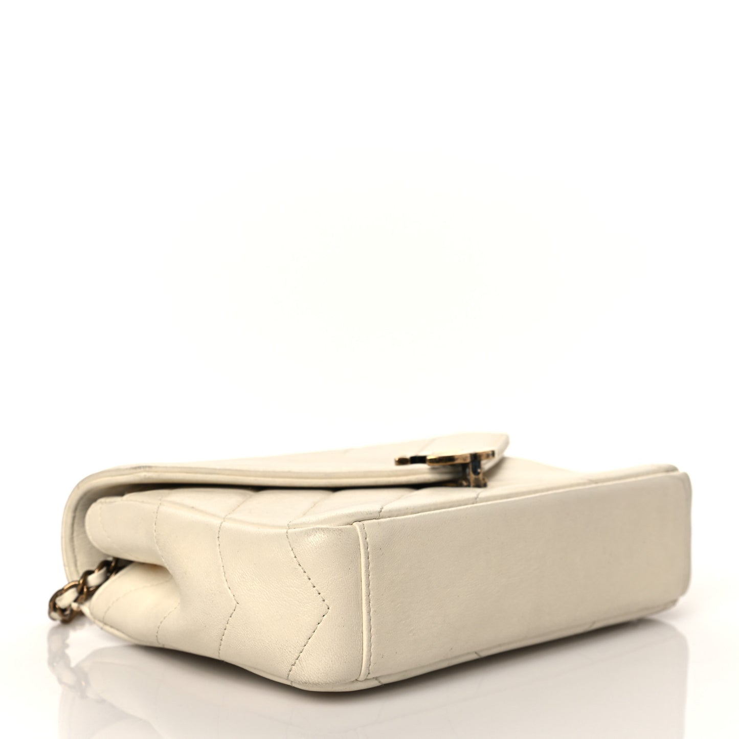 Lambskin Chevron Mini Coco Envelope Flap White