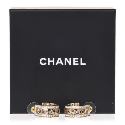 Chanel Metal Crystal Bow-tiful CC Hoop Earrings Gold 4 of 4
