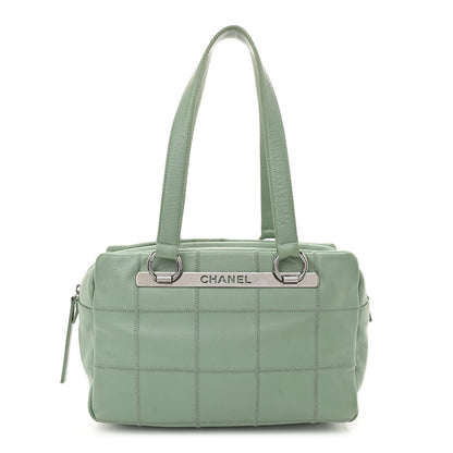 Chanel Caviar Square Stitched Bowler Light Green 1 of 10