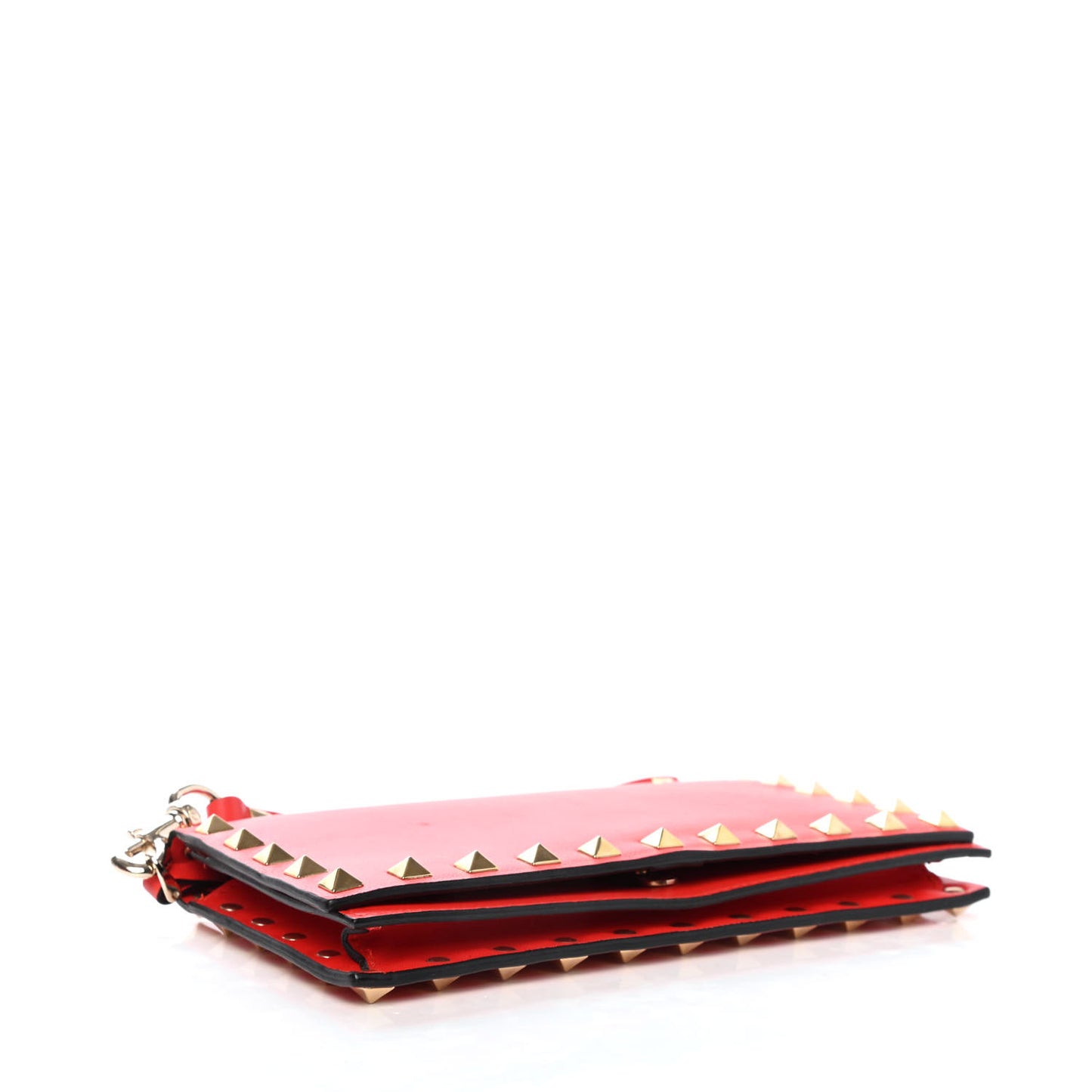 Vitello Rockstud Wristlet Wallet Deep Orange