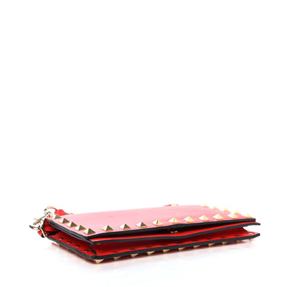 Valentino Garavani Vitello Rockstud Wristlet Wallet Deep Orange 2 of 4