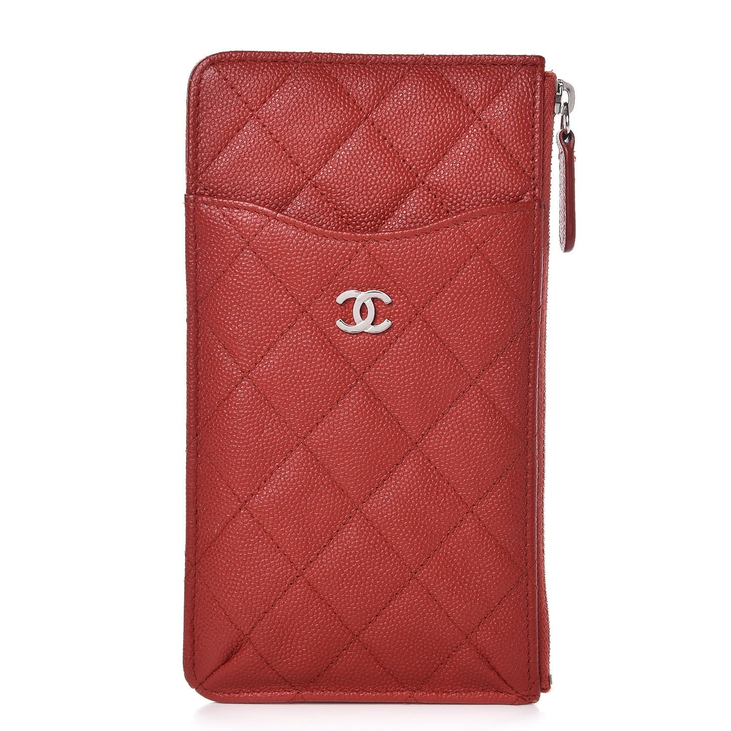 Caviar Quilted Classic Flat Wallet Pouch Red
