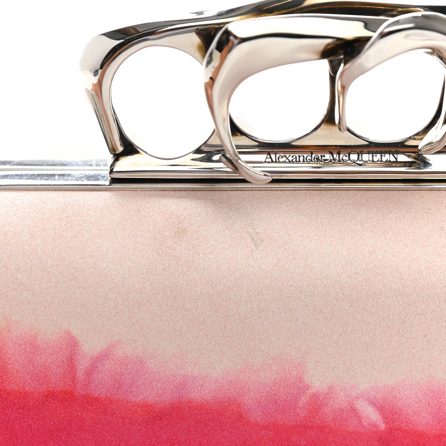 Satin Salamander Knuckle Box Clutch Fuchsia Red