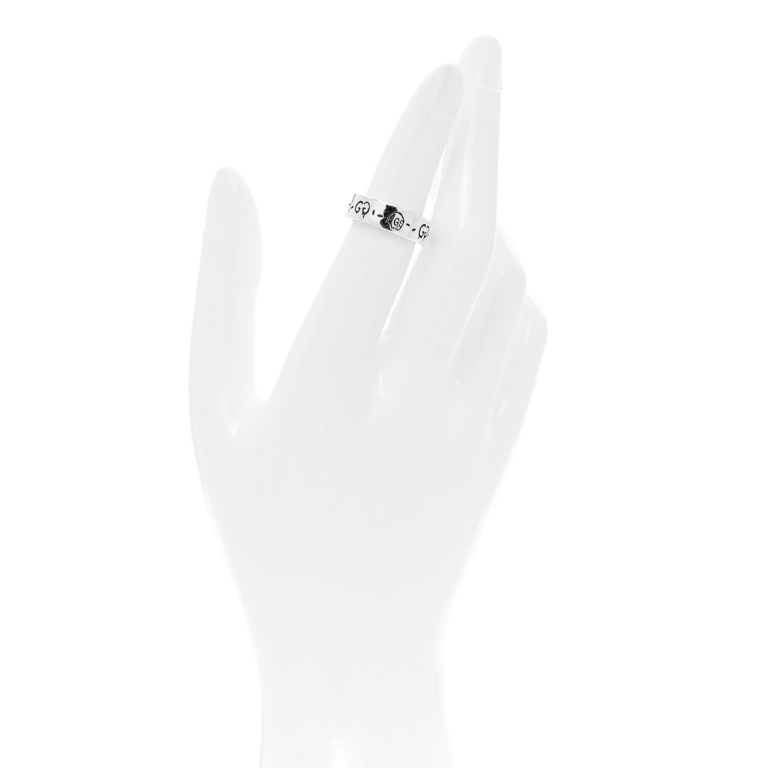 Gucci Sterling Silver Narrow GucciGhost Hamlet Skull Ring 49 4.75 2 of 5