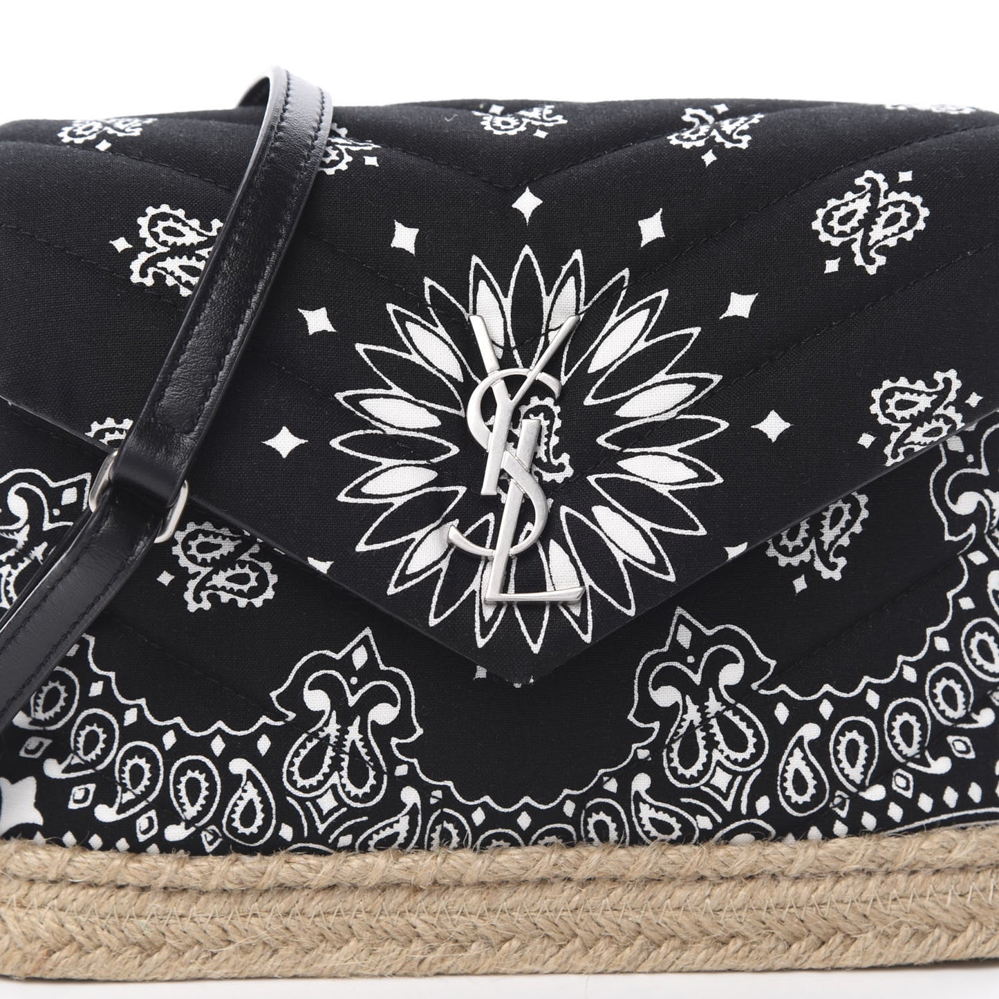 Cotton Bandana Y Quilted Monogram Toy Loulou Crossbody Bag Black White