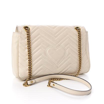 Gucci Calfskin Matelasse Medium GG Marmont Shoulder Bag White 3 of 18