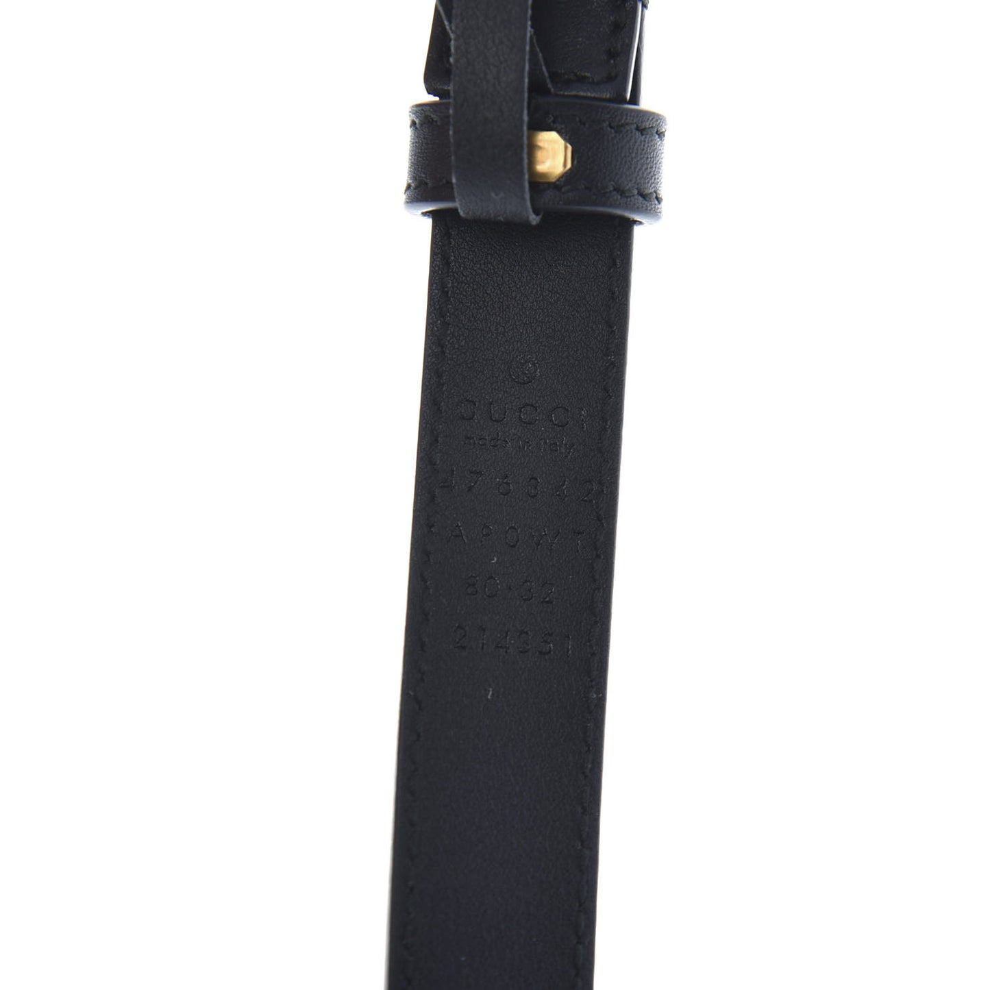 Moon Calfskin Pearl Double G 20mm Belt 80 32 Black Cream