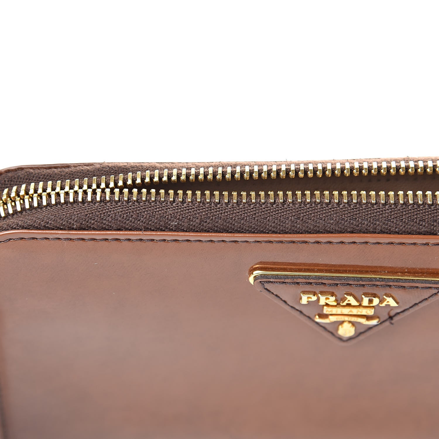 Prada Vernice Zip Around Wallet Brown 13 of 14