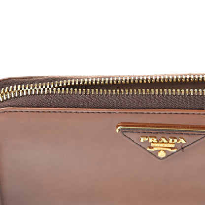 Prada Vernice Zip Around Wallet Brown 13 of 14