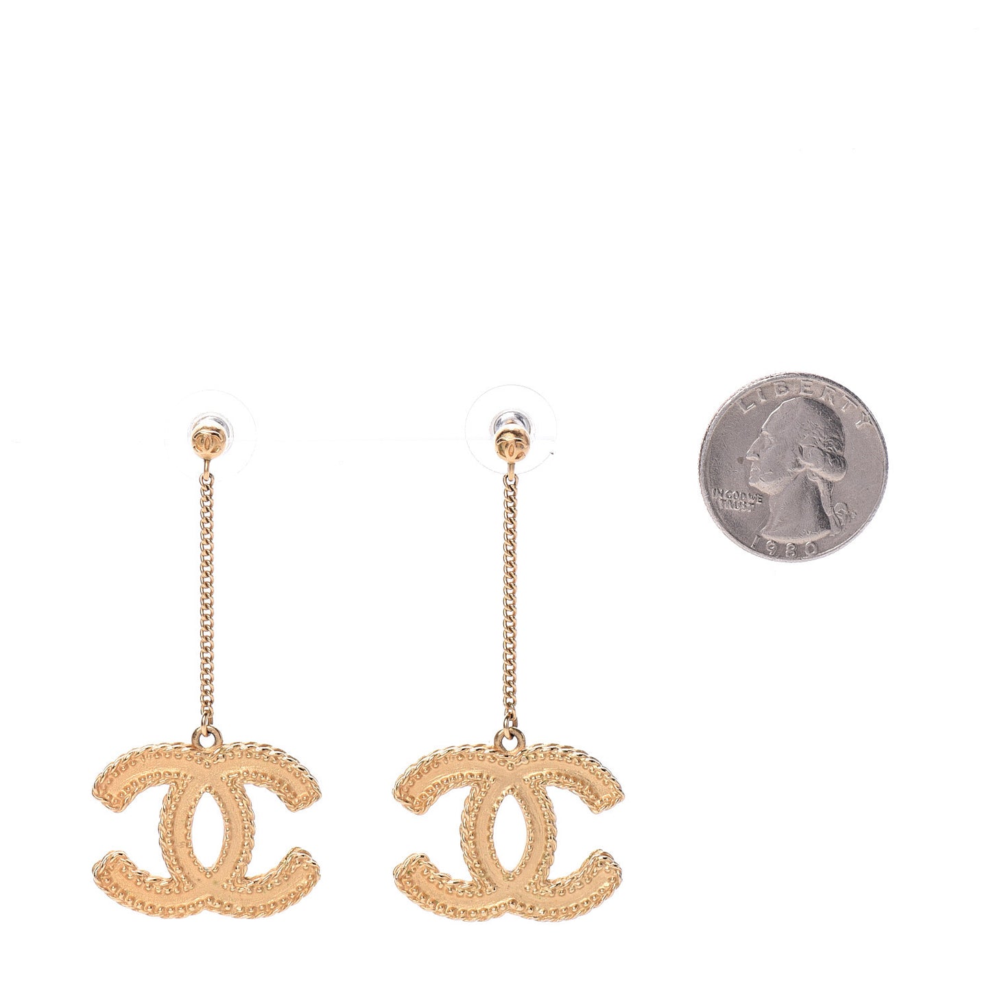 CC Drop Earrings Matte Gold