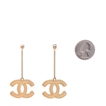Chanel CC Drop Earrings Matte Gold 2 of 5