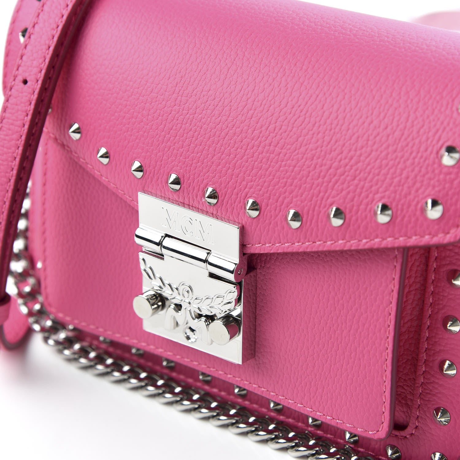 MCM Calfskin Studded Mini Patricia Crossbody Bag Sugar Pink 11 of 11