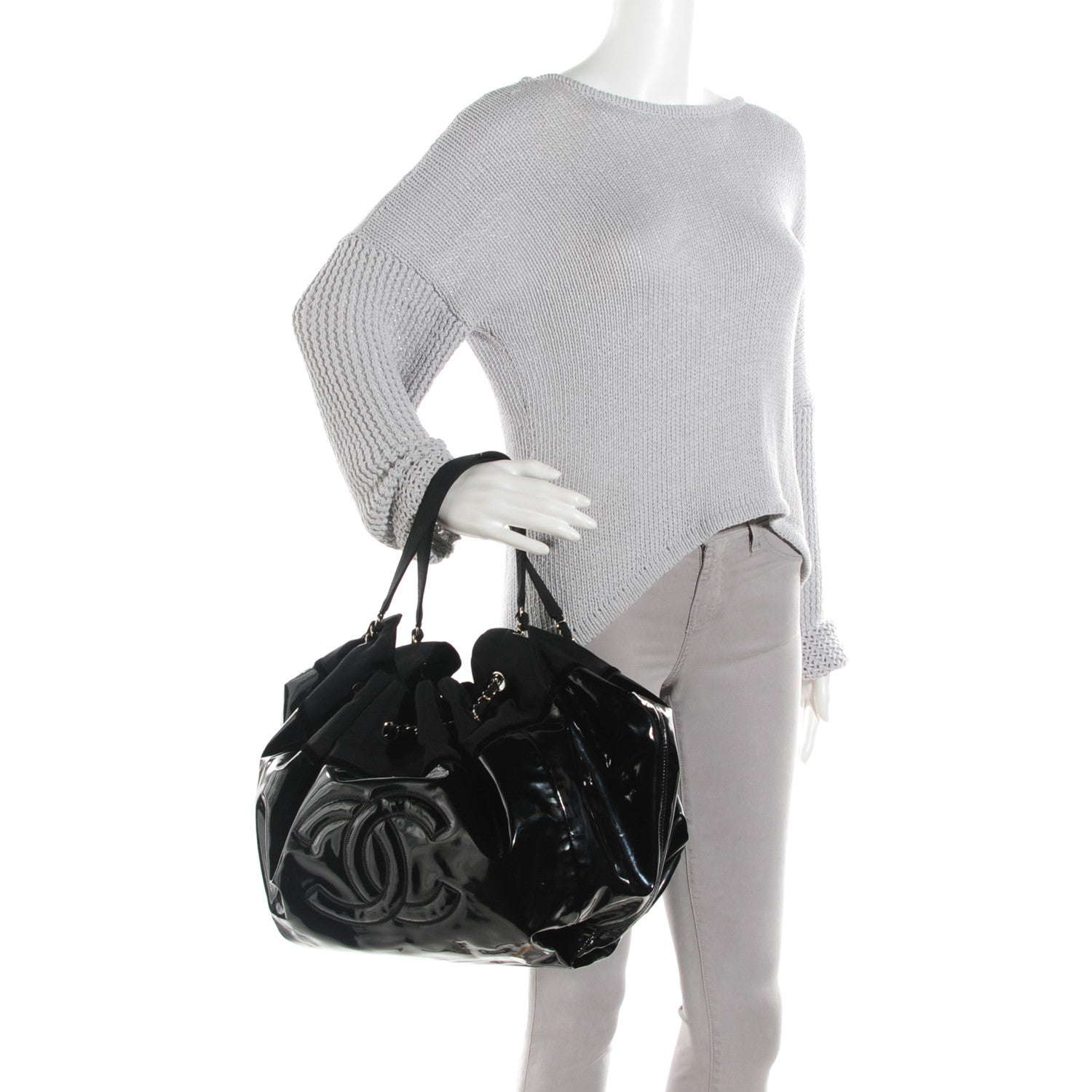 Chanel Vinyl Large Stretch Spirit Cabas Black 2 of 7