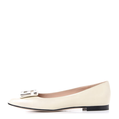 Gucci Malaga Kid Crystal Square G Madelyn Ballet Flats 41 Vintage White 1 of 11