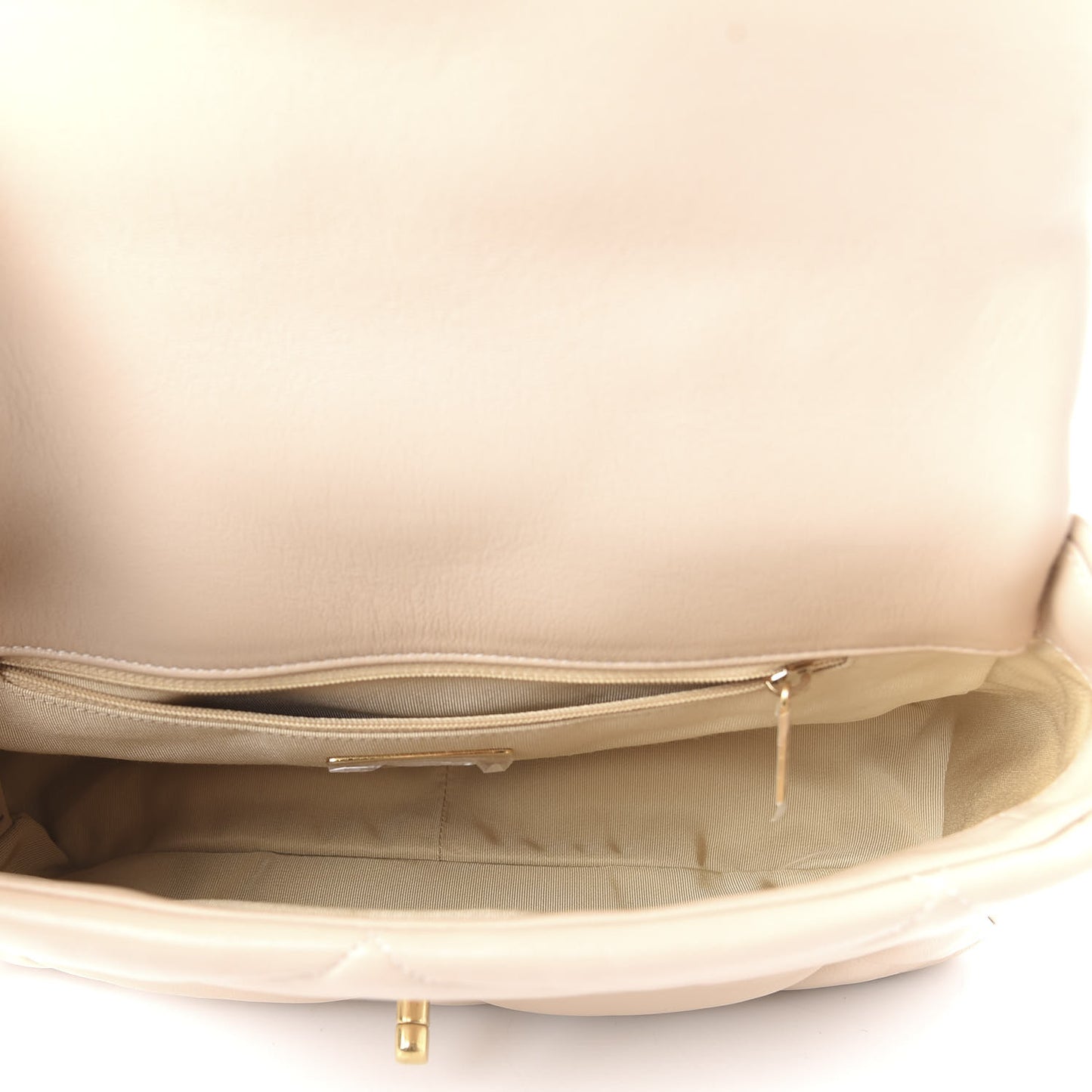 Lambskin Quilted Large 19 Flap Beige