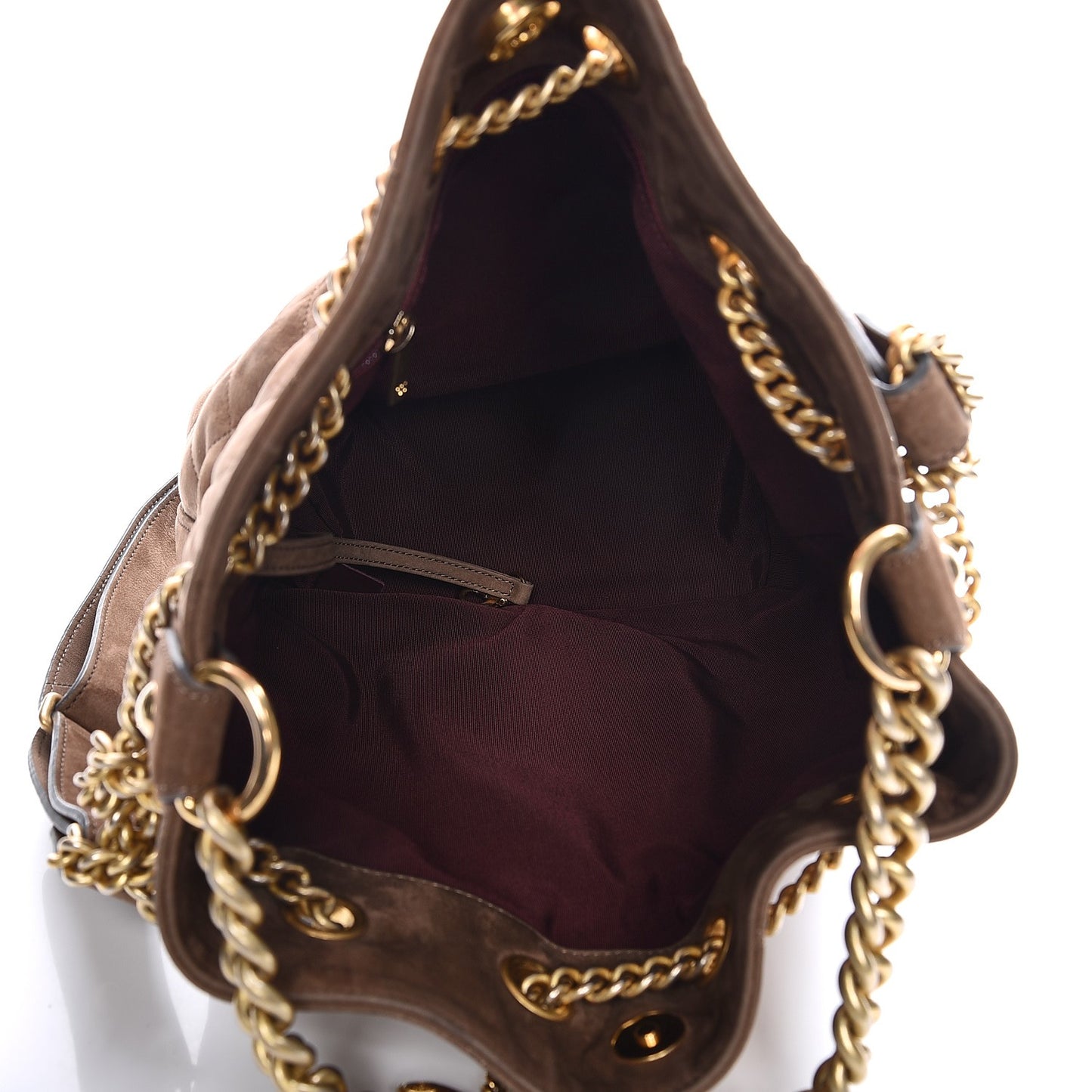 Suede Calfskin Small On My Shoulder Drawstring Bag Brown
