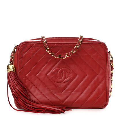 Chanel Lambskin Quilted Tassel Camera Case Red 1 of 12