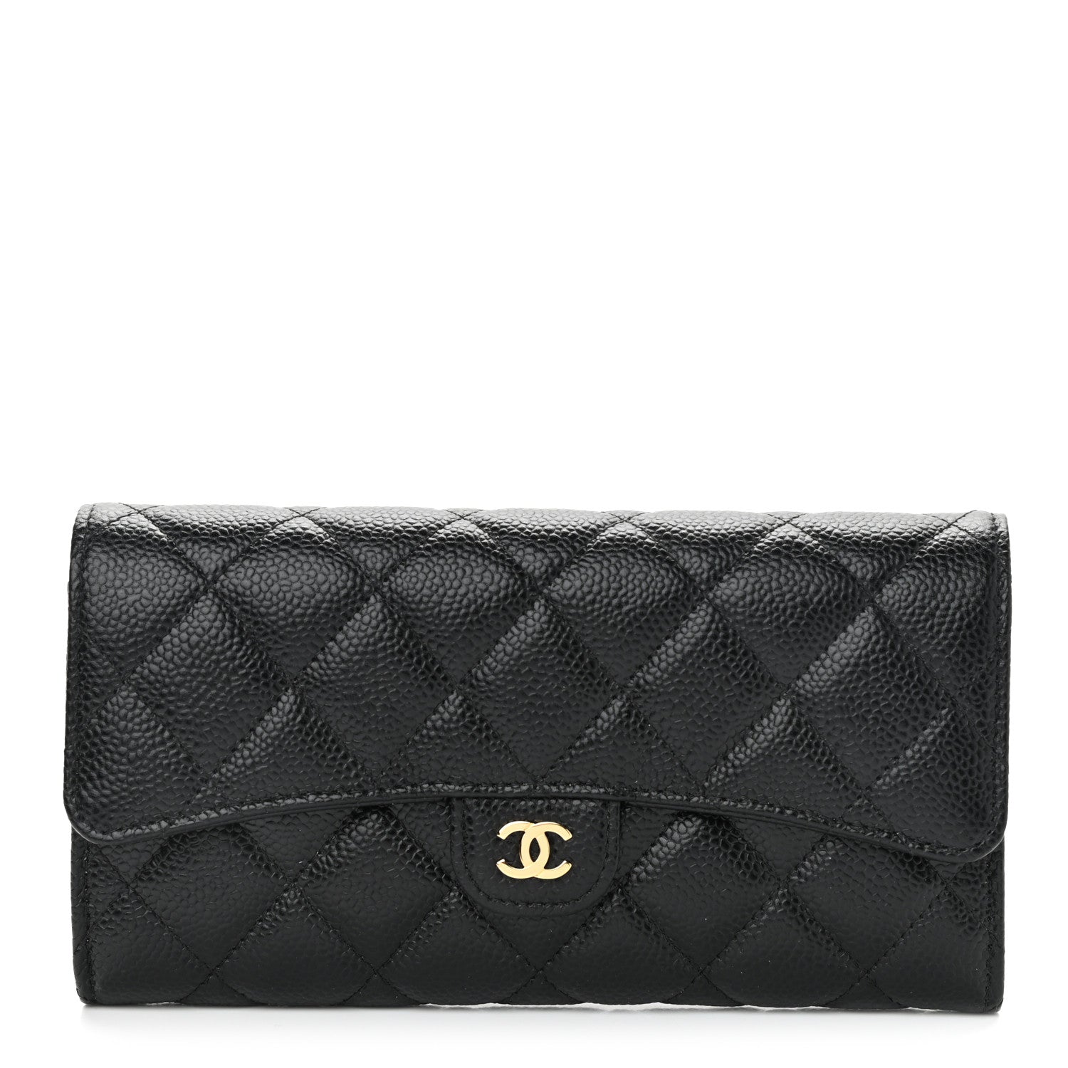 Chanel Caviar Quilted Large Gusset Flap Wallet Black 1 of 9