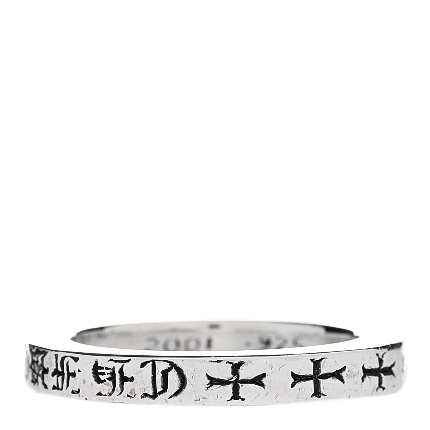 Chrome Hearts Sterling Silver Diamond CH Fck You Spacer Ring 58 8.5 1 of 4