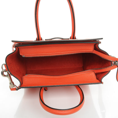 Celine Drummed Calfskin Nano Luggage Vermillion 6 of 10